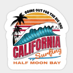 California Half Moon Bay Big Wave Surfing Sticker